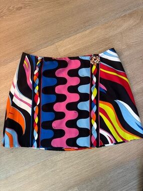 Emilio Pucci Pink, Blue & Black Graphic Print Mini Skirt